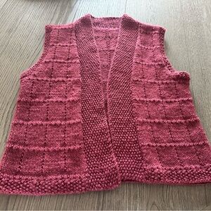 Hand Knit Vest - Burgundy colored